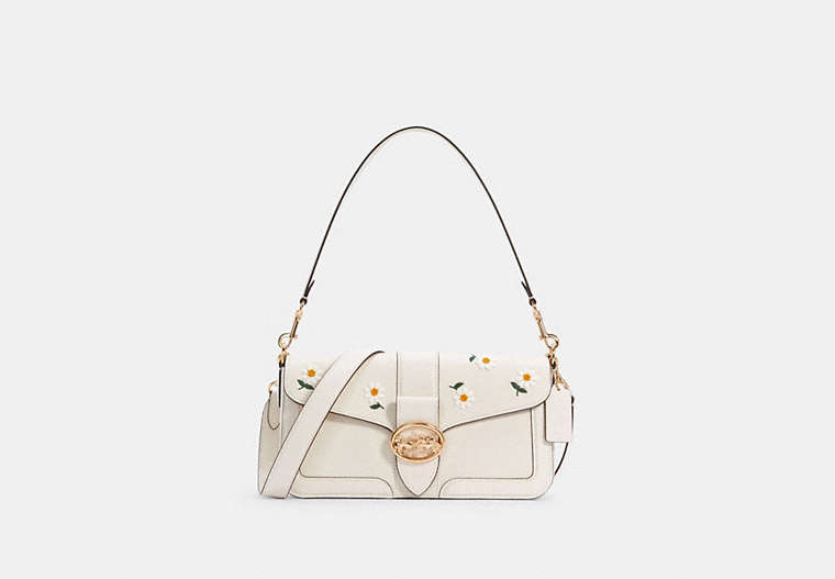 COACH®,GEORGIE SHOULDER BAG WITH DAISY EMBROIDERY,n/a,Gold/Chalk Multi,Front View