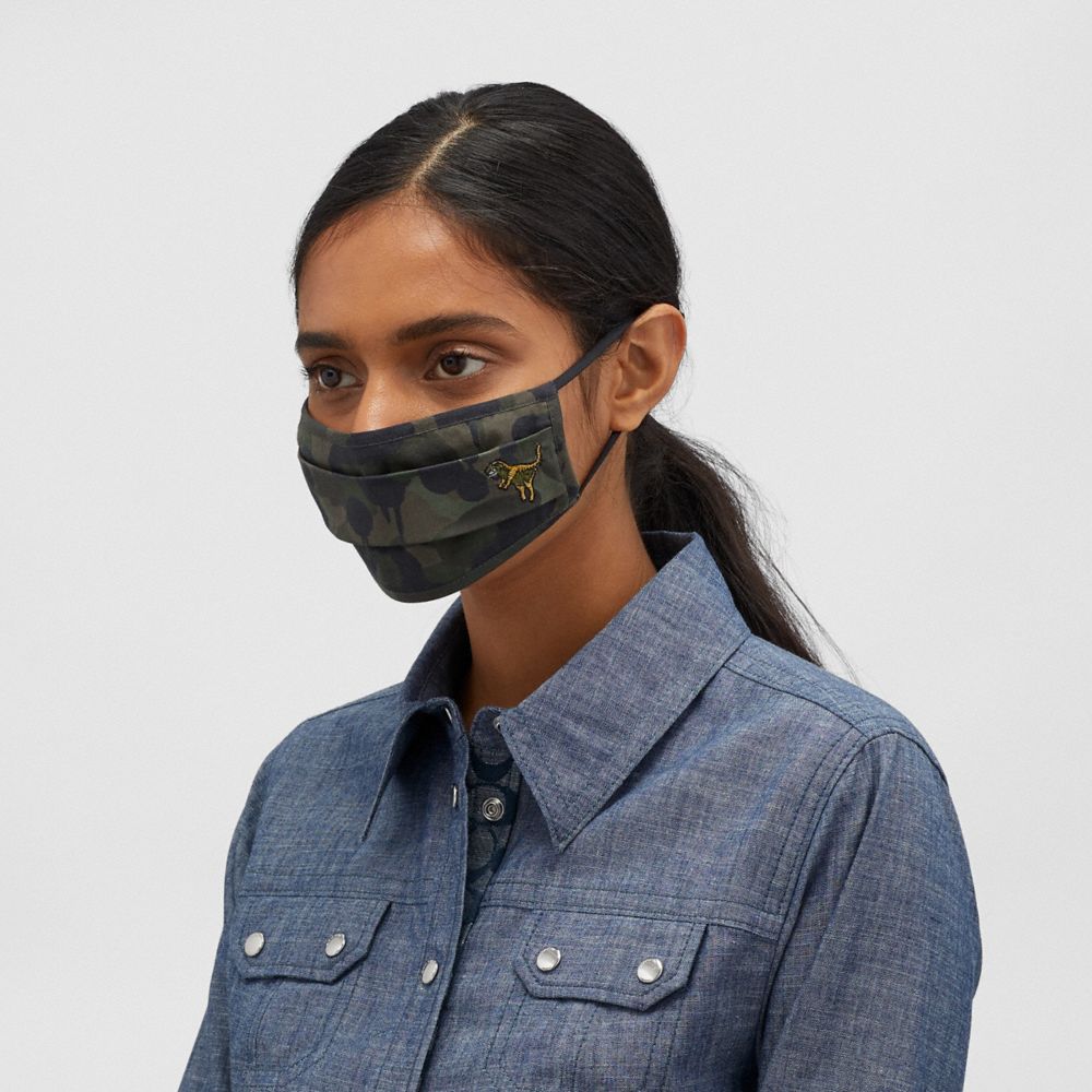 COACH®,Rexy Face Mask With Camo Print,,Detail View