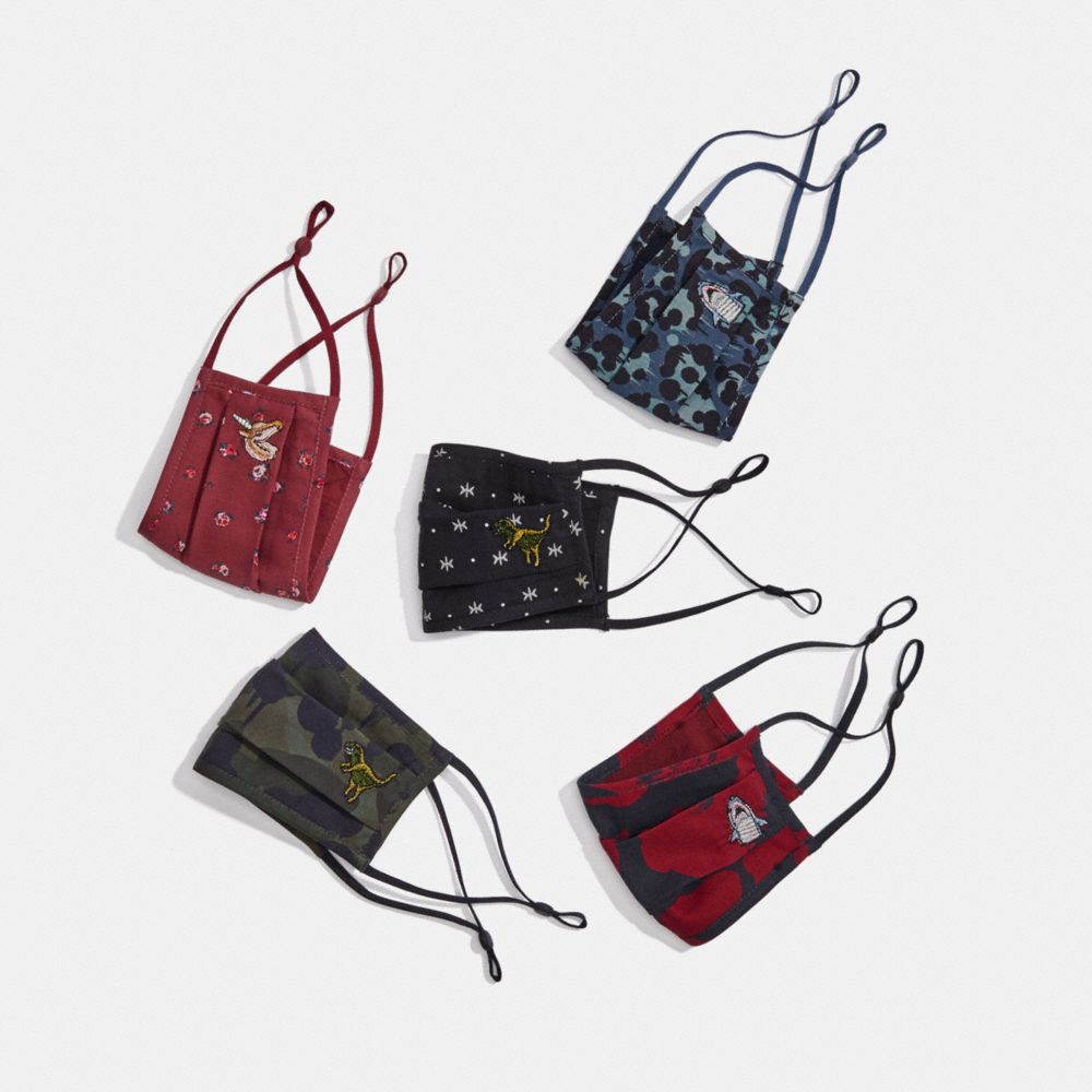 COACH®,Sharky Face Mask With Wild Flower Camo Print,,Angle View