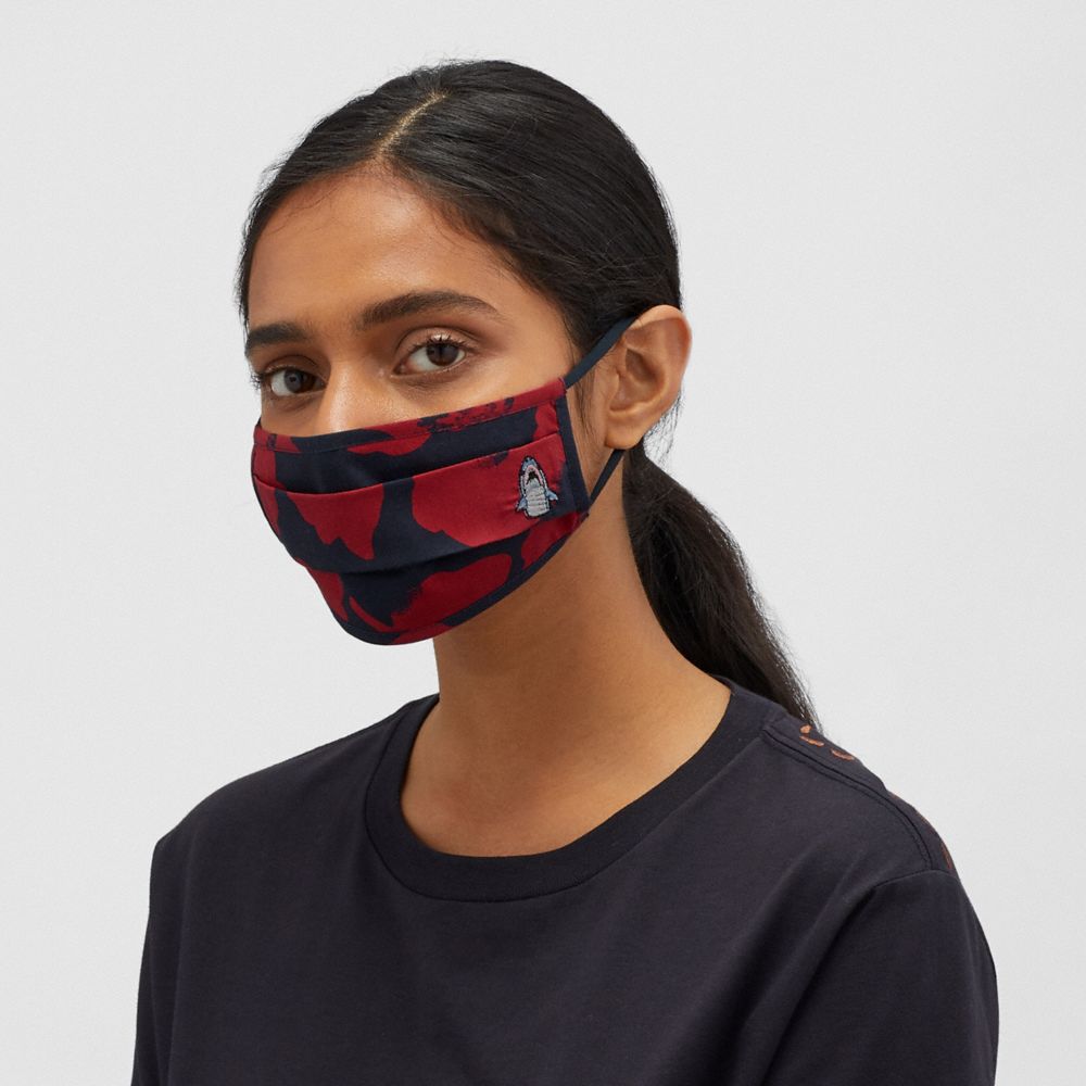 COACH®,Sharky Face Mask With Wild Flower Camo Print,,Detail View