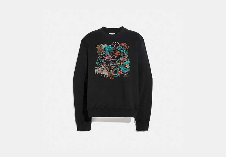COACH®,A LOVE LETTER TO NEW YORK SWEATSHIRT,cotton,Black,Front View