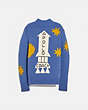 COACH®,A LOVE LETTER TO NEW YORK SPACE SWEATER,wool,Dark Blue,Front View