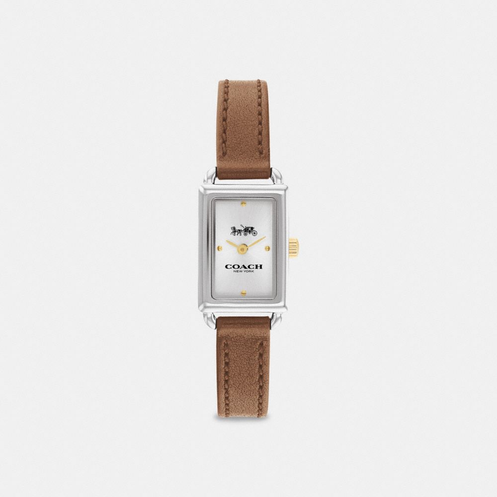 COACH®,MONTRE LIZ, 24 MM,Cuir,Brun,Front View