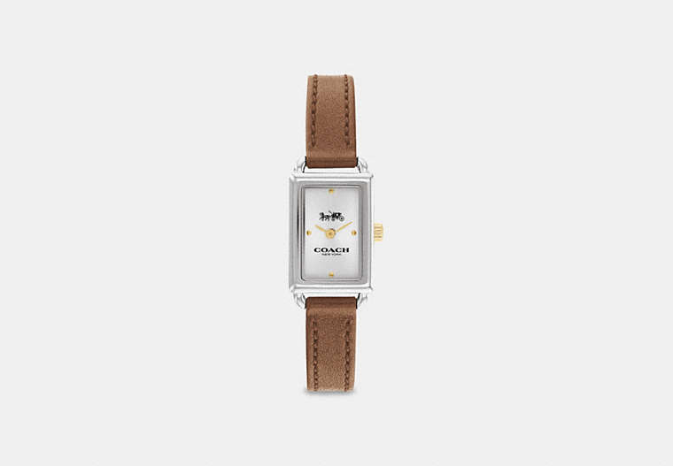 COACH®,LIZ WATCH, 24MM,Leather,Saddle,Front View