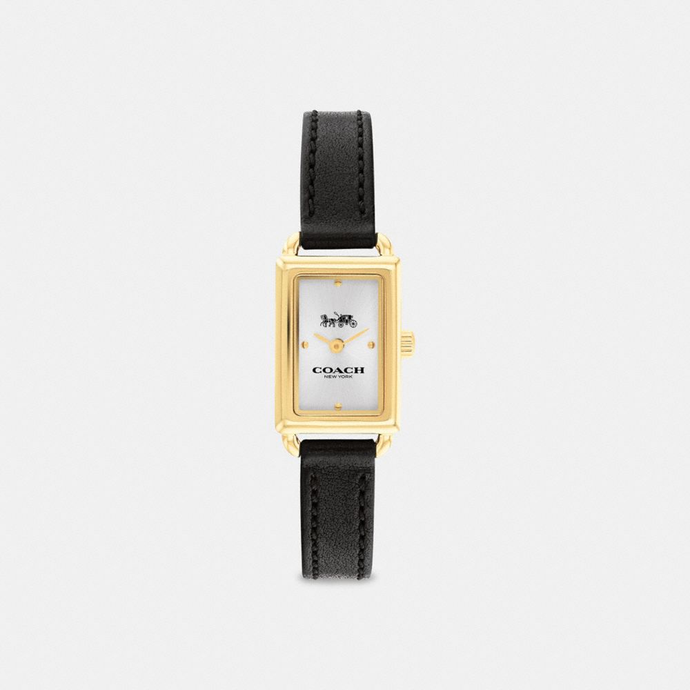 Coach black leather clearance watch