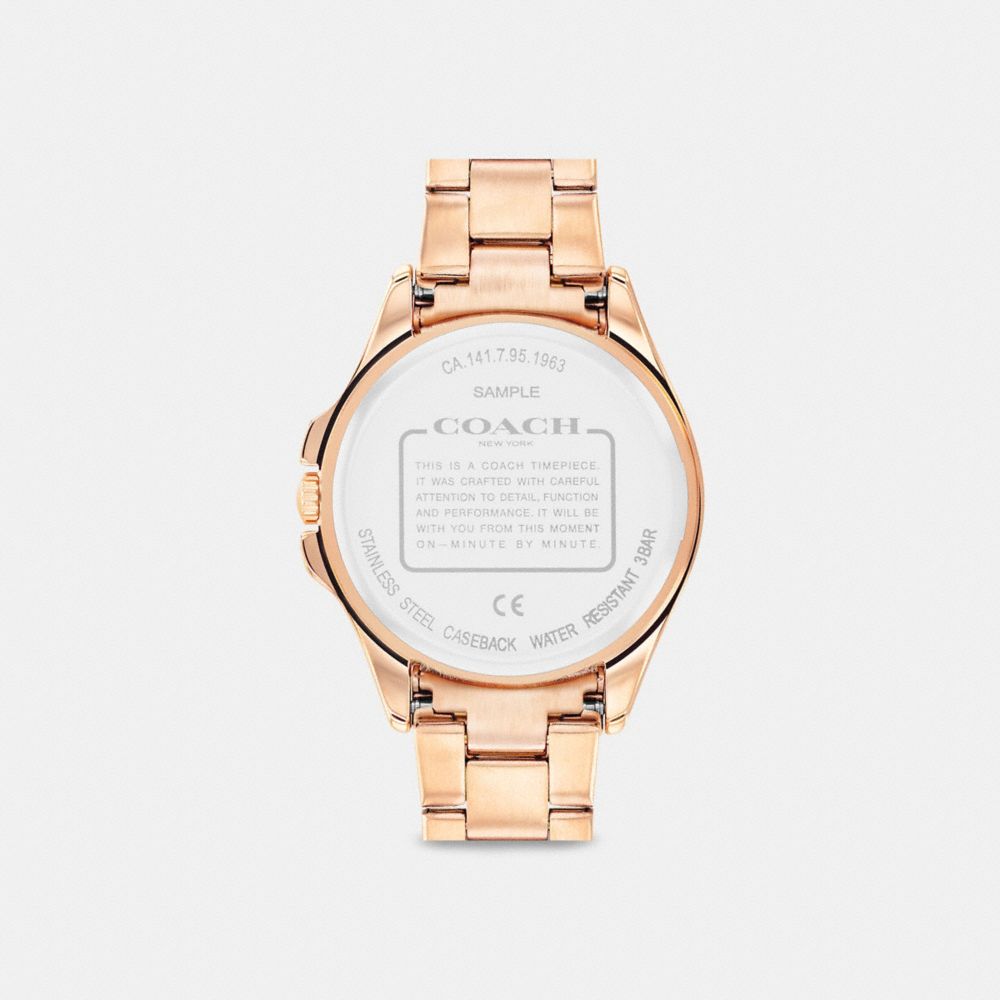 COACH®,LIBBY WATCH, 37MM,Rose gold,Back View