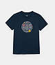 COACH®,CHAMBRAY FLORAL SIGNATURE T-SHIRT,n/a,Bright Navy,Front View