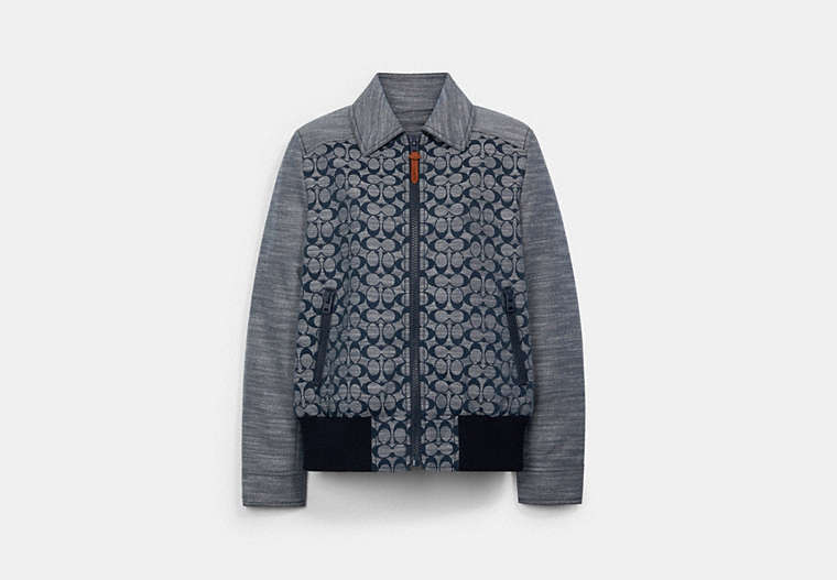COACH®,CHAMBRAY SIGNATURE BOMBER,n/a,Chambray,Front View