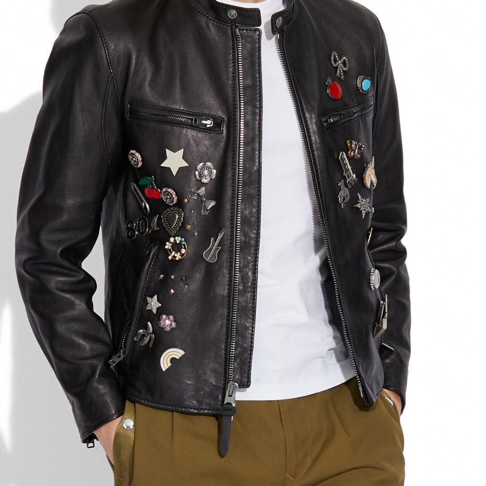 Coach Forever Leather Racer With Pins