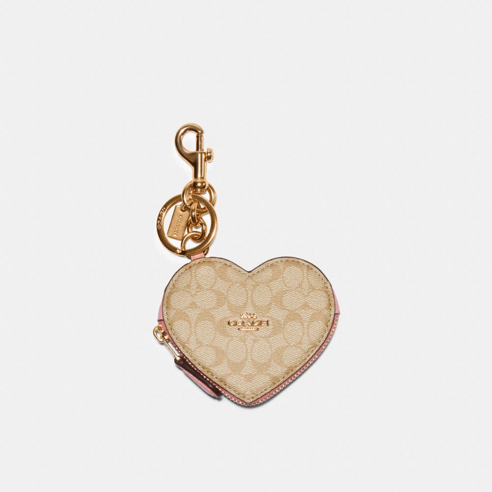 COACH® Outlet | Heart Pouch Bag Charm In Signature Canvas