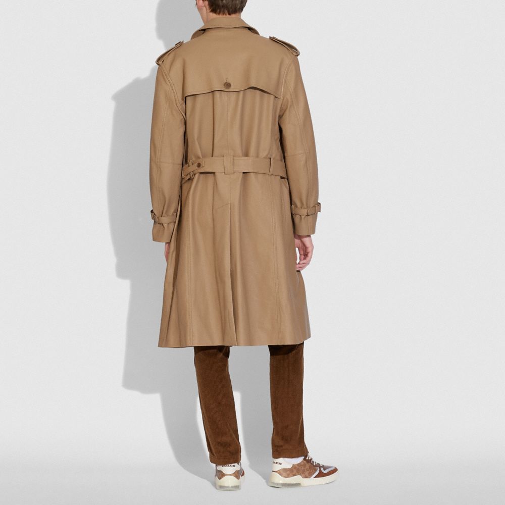 Coach leather trench coat sale