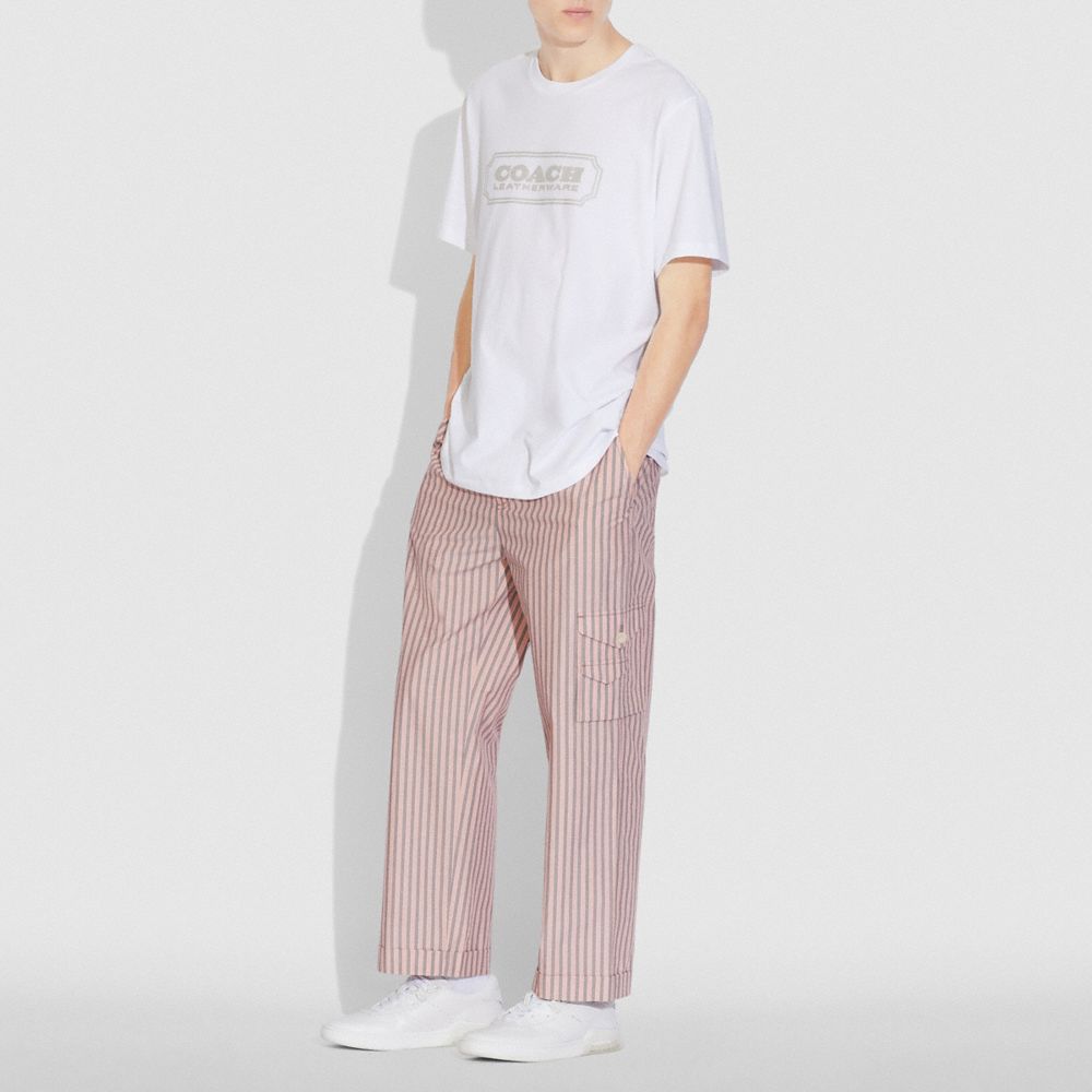 COACH®,PAJAMA PANTS,Mixed Material,Pink / Grey Stripe,Scale View