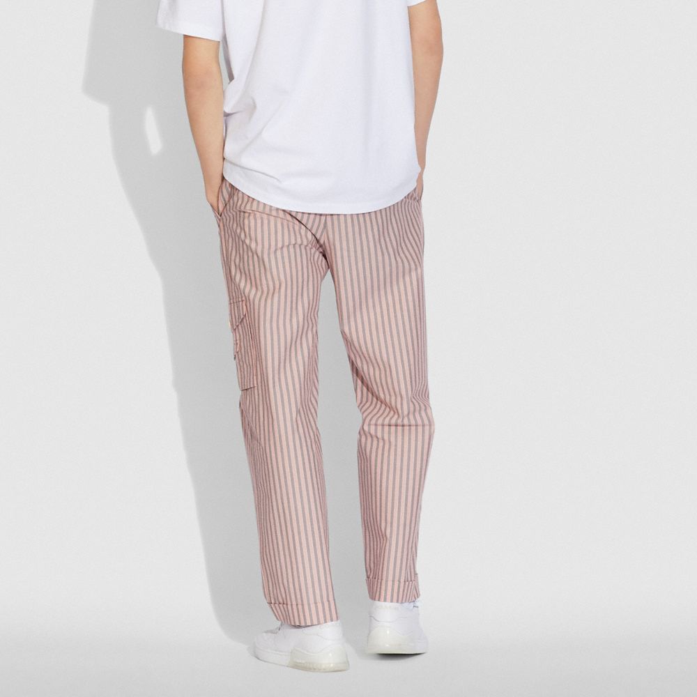 COACH®,PAJAMA PANTS,Mixed Material,Pink / Grey Stripe,Scale View