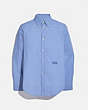 COACH®,RETRO COLLAR LONG SLEEVE SHIRT,Cotton/Polyester,Blue / White Stripe,Front View