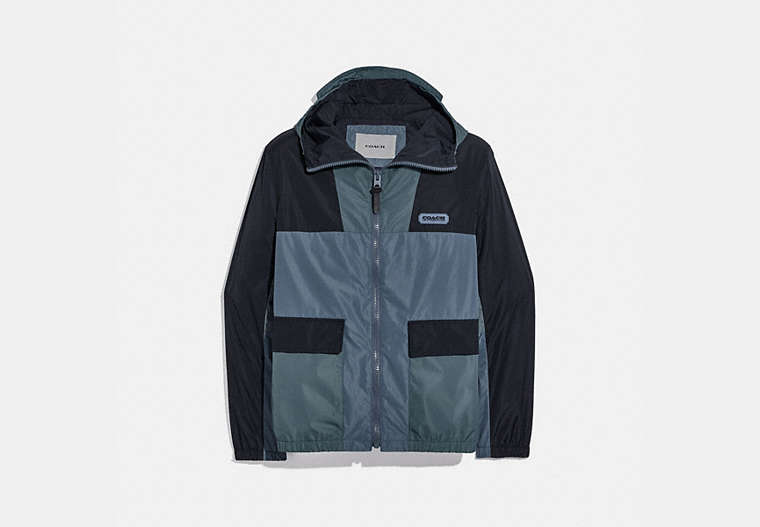 COACH®,COLORBLOCK WINDBREAKER IN RECYCLED POLYESTER,Recycled Polyester,DARK NAVY,Front View