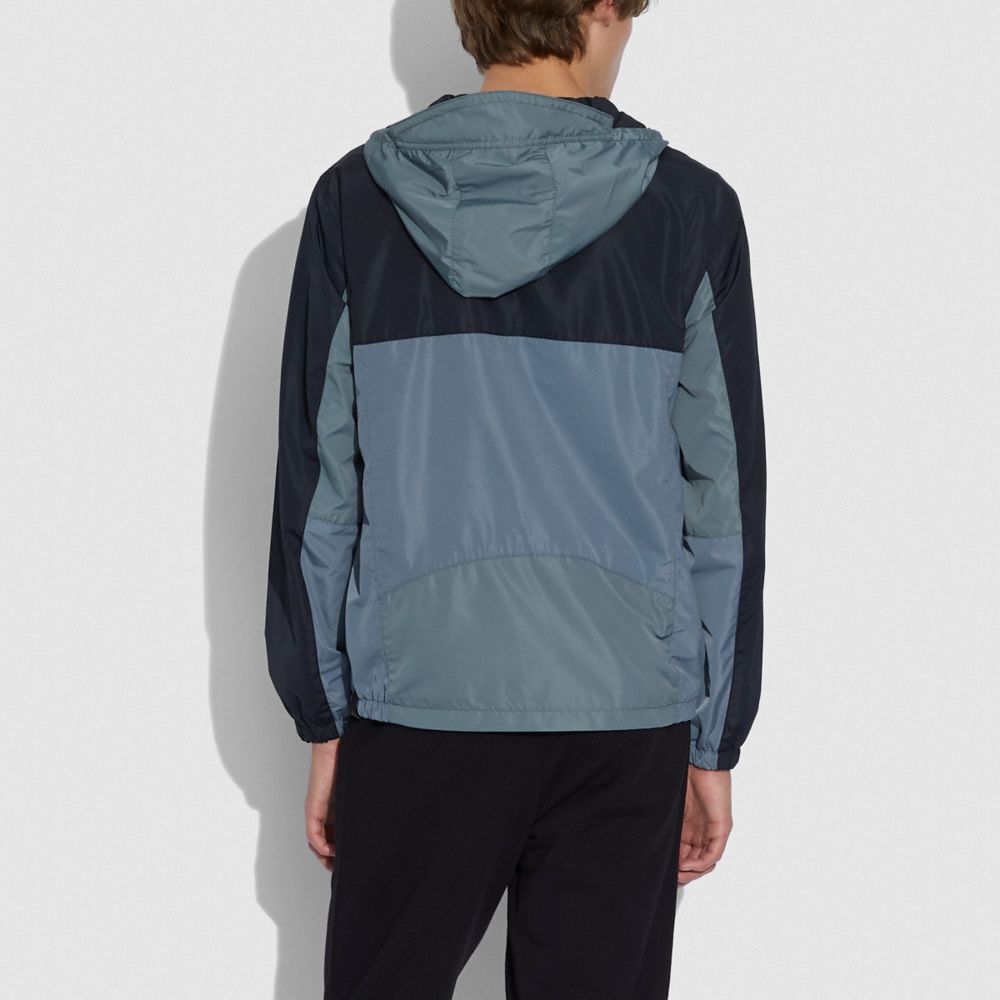 COACH®,COLORBLOCK WINDBREAKER IN RECYCLED POLYESTER,Recycled Polyester,DARK NAVY,Scale View