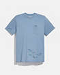 COACH®,OVERSIZED POCKET T-SHIRT WITH EMBROIDERY,Organic Cotton,POWDER BLUE,Front View