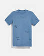 COACH®,SIGNATURE HAND DRAWING T-SHIRT IN ORGANIC COTTON,Organic Cotton,Vintage Indigo,Front View