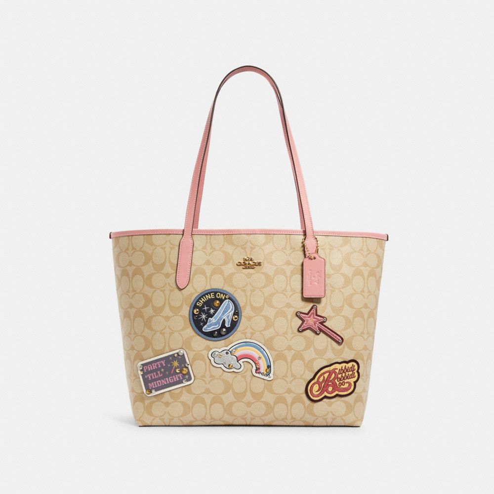 COACH® Outlet  Disney X Coach City Tote In Signature Canvas With Patches