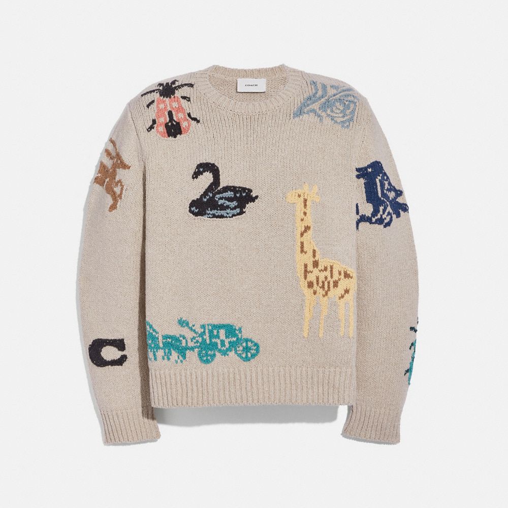 COACH Animal Group Intarsia Sweater