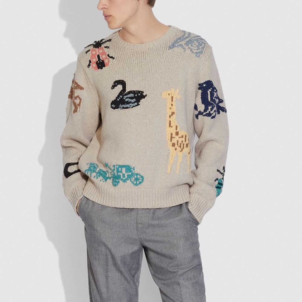 COACH Animal Group Intarsia Sweater