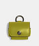 COACH®,LARGE WIRELESS EARBUD CASE,Leather,Mini,Black Antique Nickel/Chartreuse,Front View