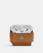 COACH®,LARGE WIRELESS EARBUD CASE,Leather,Mini,Silver/Light Saddle,Inside View,Top View