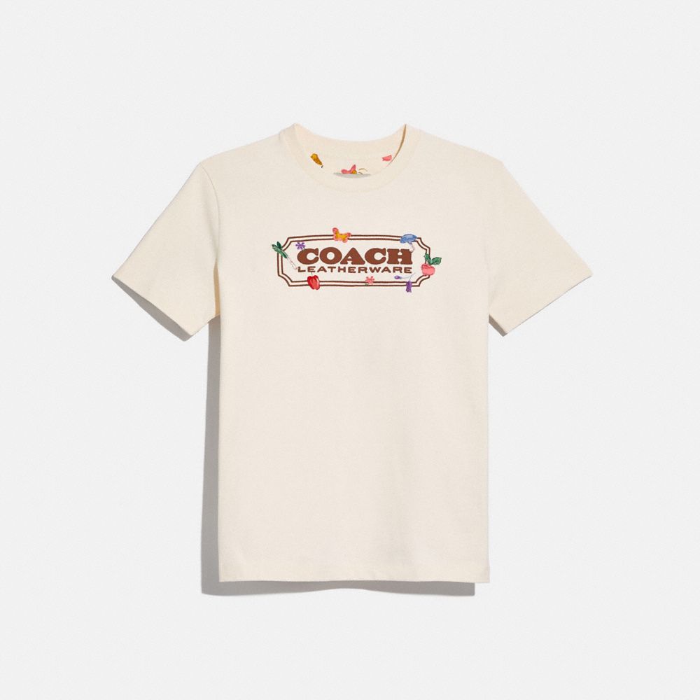 T-shirt imprimé à motif de jardin en coton biologique