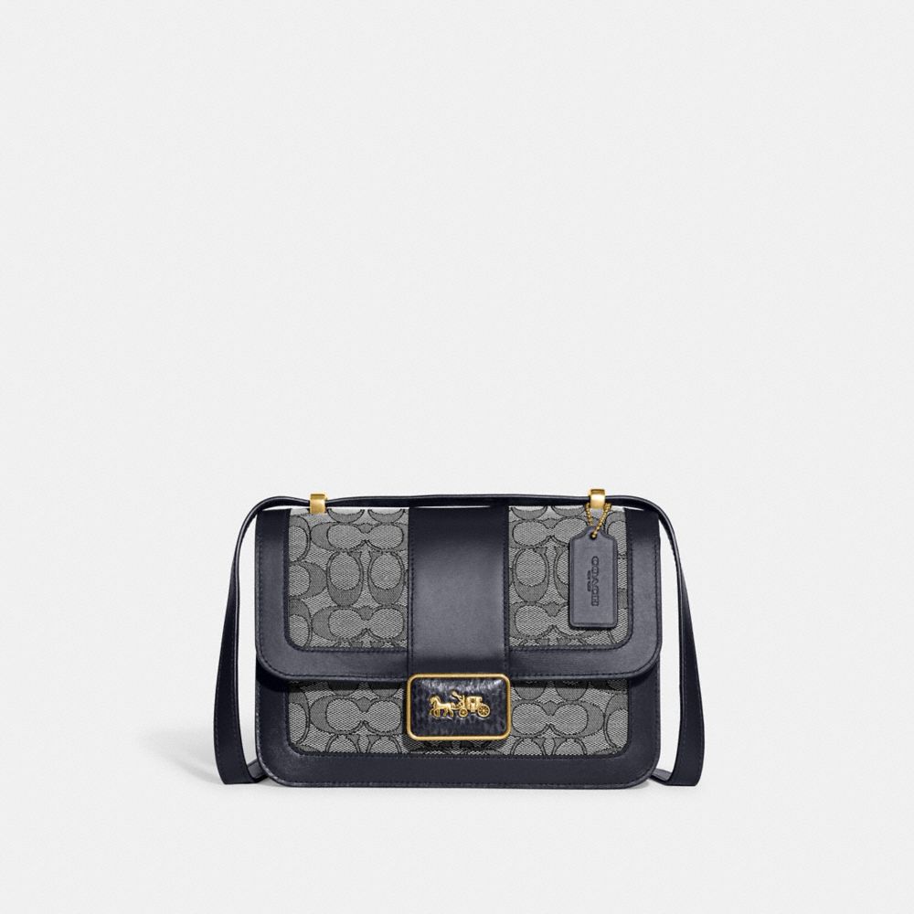 COACH®,Alie Shoulder In Signature Jacquard With Snakeskin Detail,,Front View