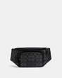 COACH®,TRACK BELT BAG IN SIGNATURE CANVAS,Metal,Gunmetal/Charcoal/Black,Front View