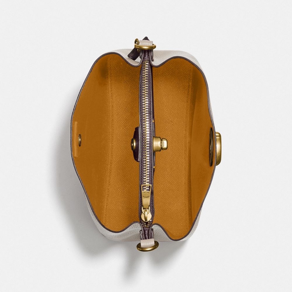 COACH®,Willow Bucket Bag In Colorblock,Leather,Shoulder Bag,Logo,Metal,Casual,Cream,Inside View,Top View