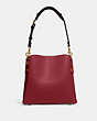 COACH®,WILLOW BUCKET BAG IN COLORBLOCK,Refined Pebble Leather,Medium,Brass/Cherry,Back View