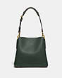 COACH®,WILLOW BUCKET BAG IN COLORBLOCK,Pebble Leather,Medium,Brass/Amazon Green Multi,Back View