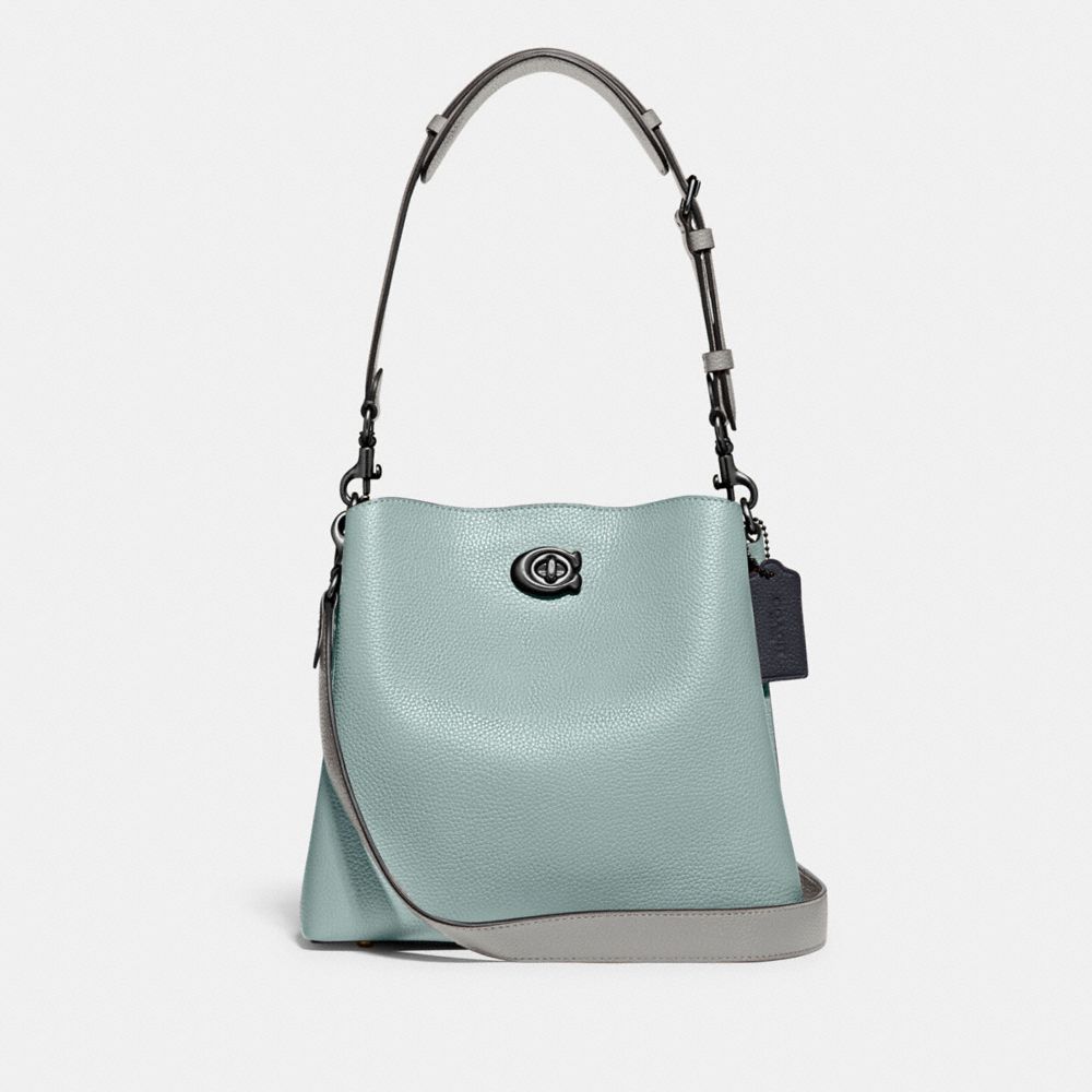 Minimalist Colorblock Bucket Bag, All-match Turn-lock Shoulder Bag