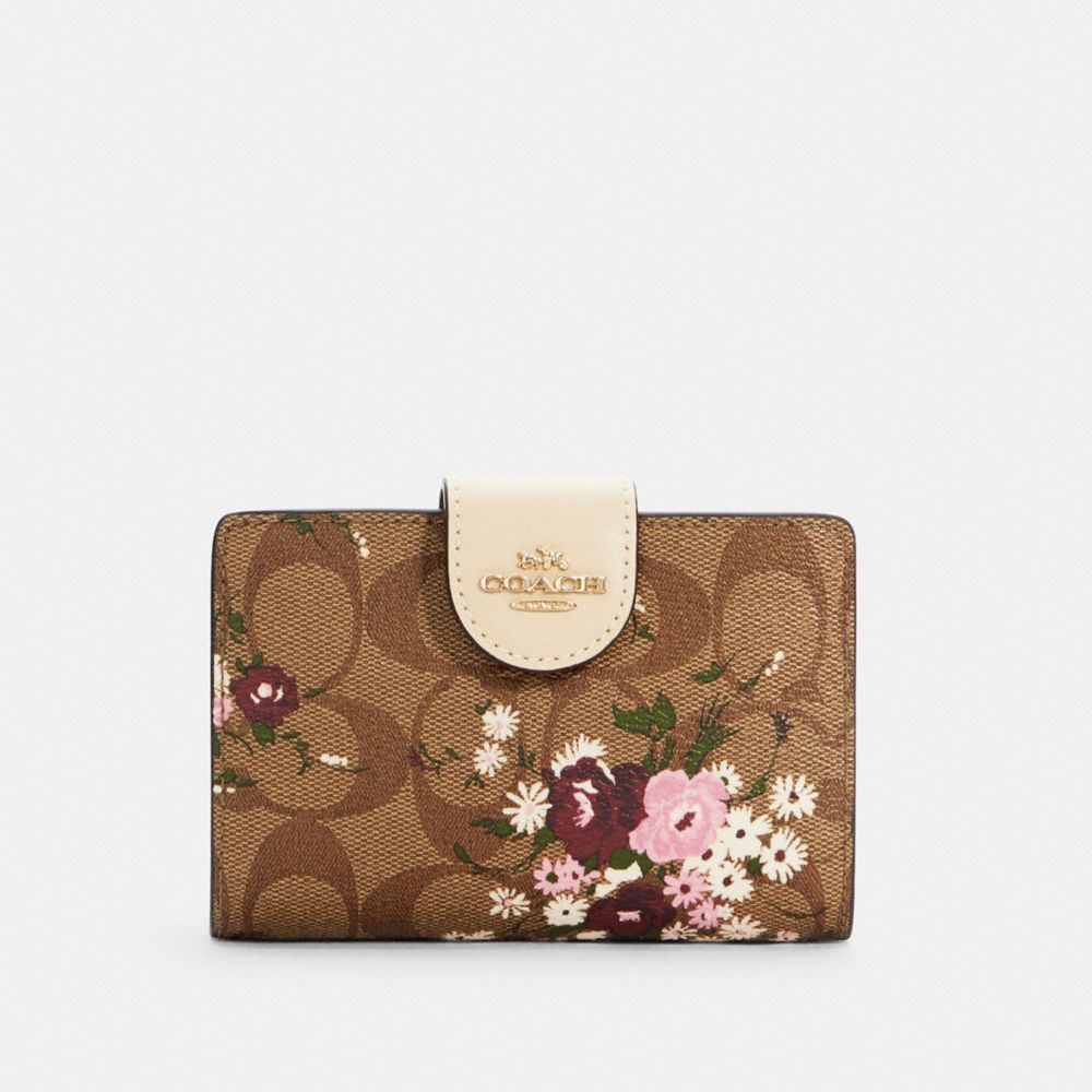 Coach - Cream Floral Leather Mini Wallet – Current Boutique