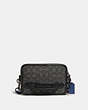 COACH®,CHARTER CROSSBODY IN SIGNATURE JACQUARD,Jacquard/Smooth Leather,Mini,Charcoal/Black,Front View