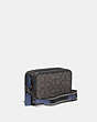 COACH®,CHARTER CROSSBODY IN SIGNATURE JACQUARD,Jacquard/Smooth Leather,Mini,Charcoal/Black,Angle View