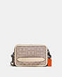 COACH®,CHARTER CROSSBODY IN SIGNATURE JACQUARD,Jacquard/Smooth Leather,Mini,Stone/Ivory,Front View