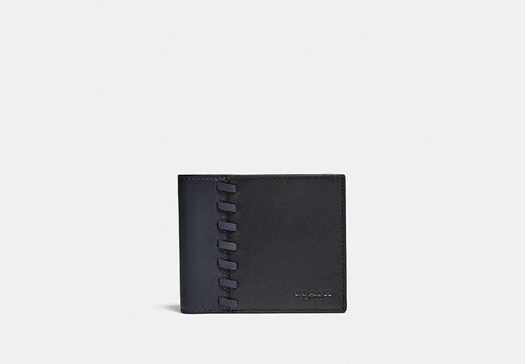 COACH®,3-IN-1 WALLET IN COLORBLOCK WITH WHIPSTITCH,Smooth Leather,Mini,Midnight Navy/Black,Front View
