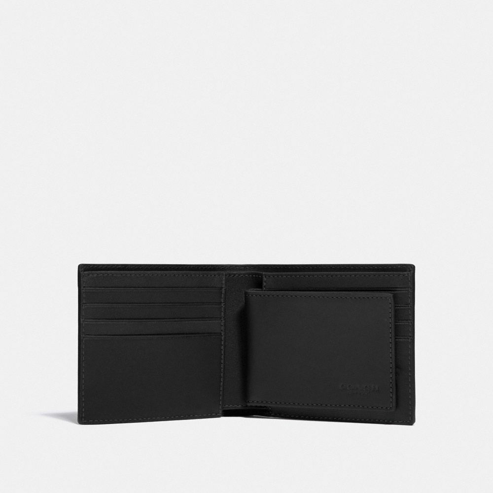 3 In 1 Wallet In Blocked Signature Canvas With Whipstitch