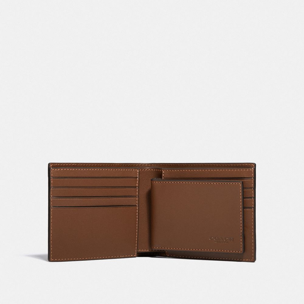 COACH®,3 In 1 Wallet In Blocked Signature Canvas With Whipstitch,,Inside View,Top View