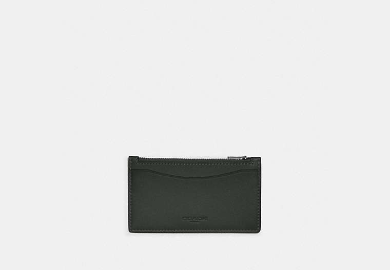 COACH®,ZIP CARD CASE IN COLORBLOCK,Smooth Leather,Olive Green/Amazon Green,Front View