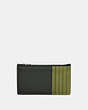 COACH®,ZIP CARD CASE IN COLORBLOCK,Smooth Leather,Olive Green/Amazon Green,Back View