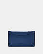 COACH®,ZIP CARD CASE IN COLORBLOCK,Smooth Leather,Deep Blue/Prussian,Front View