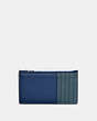 COACH®,ZIP CARD CASE IN COLORBLOCK,Smooth Leather,Deep Blue/Prussian,Back View