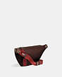 COACH®,LEAGUE BELT BAG IN SIGNATURE JACQUARD,Jacquard/Smooth Leather,Medium,Black Copper/Oak/Maple,Angle View