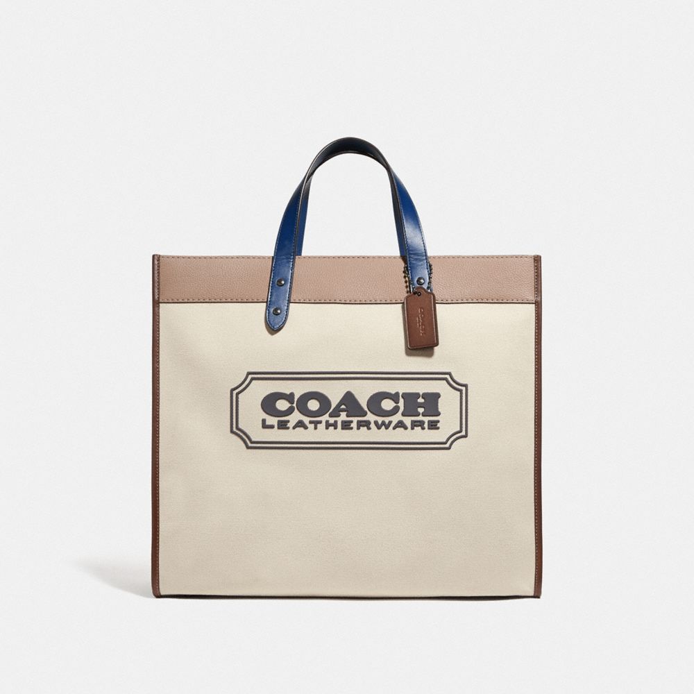 COACH® | Field Tote 40 With Coach Badge In Organic Cotton Canvas