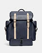 COACH®,HITCH BACKPACK IN ORGANIC COTTON CANVAS,Organic Cotton Canvas,Large,Black Copper/Midnight Navy Multi,Front View