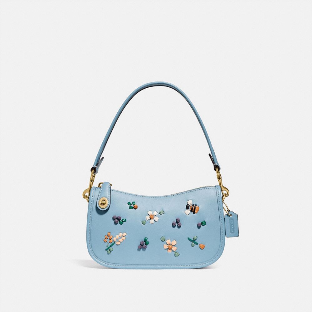 COACH Swinger 20 With Floral Embroidery in Blue