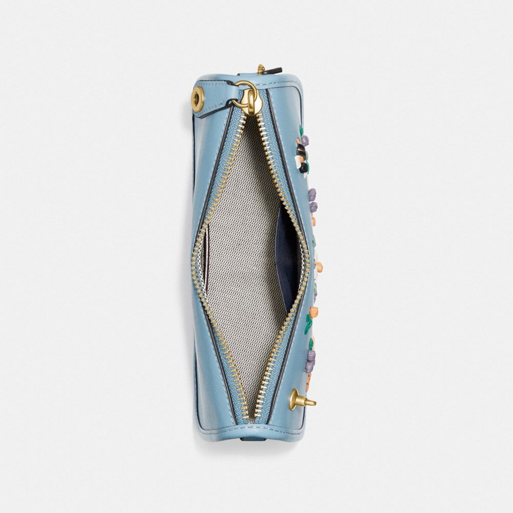 COACH®,SWINGER 20 WITH FLORAL EMBROIDERY,Smooth Leather,Small,Brass/Azure,Inside View,Top View